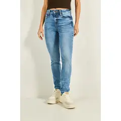 KOAJ - Jean azul claro jegging tiro alto ajustado con 5 bolsi Mujer