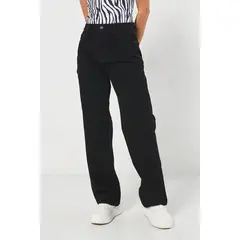 KOAJ - Jean 90´S bota recta negro con bolsillos y tiro alto Mujer