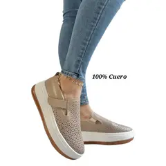EVEGONZ - Zapatos de Cuero Calzado Cómodo Casual de Mujer