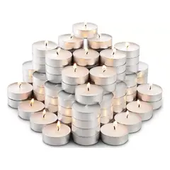 GENERICO - Juego 80 Velas Tea Light Pebetero Blancas Con Base Portavelasm Boda Matrimonio Cena