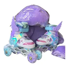 SPORT - KIT DE PATINES SIRENITA CELESTE-LILA CON LUCES EN LAS RUEDAS AL MOVIMIENTO