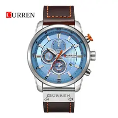 CURREN - Reloj 8291 Café-Azul Celeste Diseño Elegante
