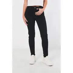 KOAJ - Jean tiro alto push negro con realce y bolsillos Mujer
