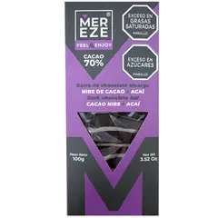 MEREZE - Brr MERERZE 100grs Choc 70% + Nibs + Acaí