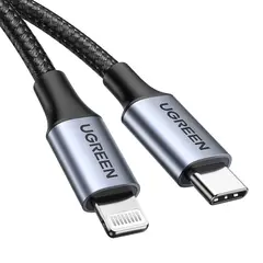 UGREEN - Cable para Iphone Ipad 20W Carga rápida USB tipo C - Lightning 3A Trenzado 1M Negro