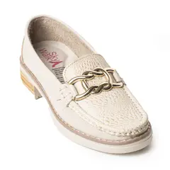 SKY WALK - Mocasines Clásicos con Tacón Bajo en Cuero 682NDNUDOBEIGE