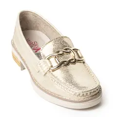 SKY WALK - Mocasines Clásicos con Tacón Bajo en Cuero 682NDNUDOORO