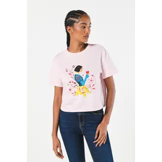 KOAJ - Camiseta crop top rosada clara con arte de Blanca Niev Mujer