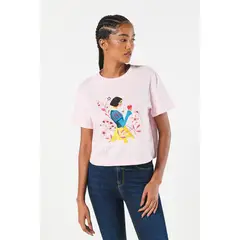 KOAJ - Camiseta crop top rosada clara con arte de Blanca Niev Mujer