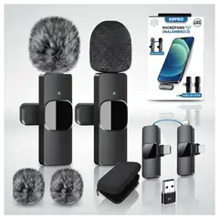 K9 - 2 Micrófonos De Solapa Inalámbrico Android IOS Alta Definicion Audio Pro