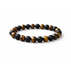 UBMD - Manilla Pulsera Hombre Ojo Tigre Piedra Lava 8mm