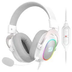 REDRAGON - Diadema Gamer RGB Zeus X con Cable 2m, Controlador de Audio, sonido 7.1 Blanco