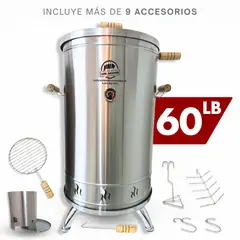 QUE ASADOR - Asador de Barril Ahumador Grande 60LB Acero Inoxidable