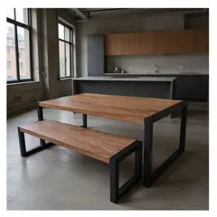 22 GRADOS DECORACION - Mesa Comedor Autum Roble Y Metal 140Cm X 70Cm