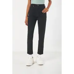 KOAJ - Jean mom bota recta negro con bolsillos y tiro súper al Mujer