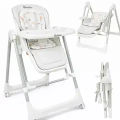 BRITOCHET - Silla Comedor Bebe Mecedora 2 En 1 Reclinable Arnés 5 Puntos Plegable BC-4045