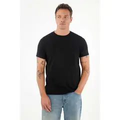TENNIS - Camiseta básica de tacto suave negra para hombre