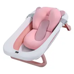 FRAGOLA KIDS - Tina Bañera Plegable Bebe Termometro Cojin Antideslizante Rosa