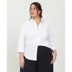 ADRISSA - CAMISA BLANCA TALLAS GRANDES MANGA 34 CON PERILLA OCULTA