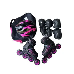 CHICAGO - PATINES SEMIPROFESIONALES FUCSIA AJUSTABLE 32-33-34-35-36 + KIT + BOLSO