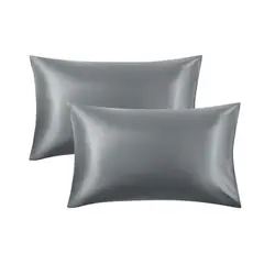 GENERICO - Funda Almohada Satin Saten Tipo Seda Set X 2 Unidades 100 X 50 Cm Color Gris