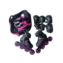 CHICAGO - PATINES SEMIPROFESIONALES FUCSIA AJUSTABLE 37-38-39-40 + KIT + BOLSO