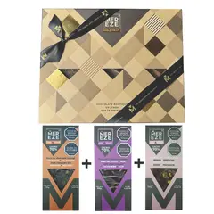 MEREZE - CAJA REGALO CON BARRAS DE 100grs 70% CARAMELO - NIBS - ROSAS