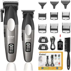KEMEI - Cortadora De Pelo Kit x 2 Peluqueria 8536 Peluquera Y patillera