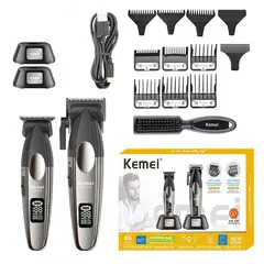 KEMEI - Maquina Peluquera Profesional Combo + Patillera Trabajo Pesado 8536