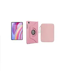 GENERICO - Forro funda Estuche Giratorio 360 para samsung a8 x200 + funda + vidrio rosa