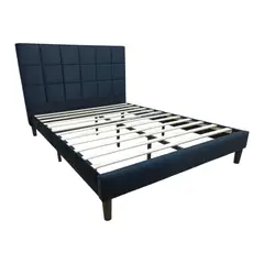 RTA DESIGN - Base Cama Doble Vertex Negro Madera roble tapizada