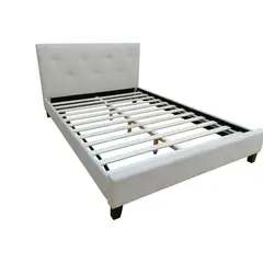 RTA DESIGN - Base Cama Doble Imperial Blanco Madera roble tapizada