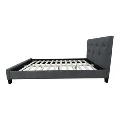 RTA DESIGN - Base Cama Doble Imperial Gris Oscuro Madera roble tapizada