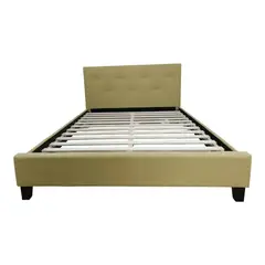 RTA DESIGN - Base Cama Doble Imperial Beige Madera roble tapizada