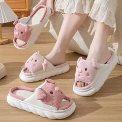 GENERICO - Pantuflas de lino y algodón lindo diseño antideslizantes