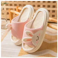 GENERICO - Pantuflas de lino y algodón lindo diseño antideslizantes