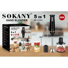 SOKANY - Batidora De Mano Automática Con Eje De Acero Inoxidable 5 En 1 Negro 110v