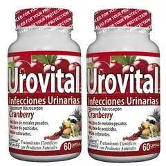 NATURAL FRESHLY - SUPLEMENTO CON ARANDANOS/UROVITAL CRAMBERRY/ COMBO 2 X 60 UNIDADES C/U