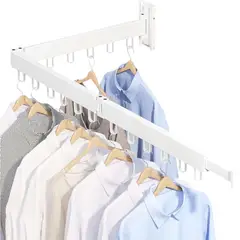 GENERICO - Tendedero De Ropa Plegable Ajustable 15 Ganchos Blanco