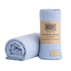 NOVY BABYS - Manta Muselina para bebé Azul Claro 115cm x 115 cm