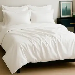 LILE - Set Duvet + Sábana Ajustable + Fundas 100% Algodón 400 hilos Blanco