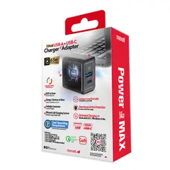 MAXELL - Cargador Carga Rápida Usb-a + Usb-c 65w