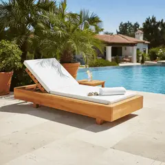 MARTEJIDO - Asoleadora Nawa en Madera Teca con Cojinería Silvertex -