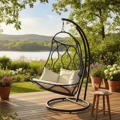 MARTEJIDO - Columpio Ola Tejido Nailon Azul con Cojinería -