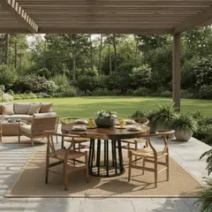 MARTEJIDO - Comedor Redondo Samán con Base Metálica Cónica -