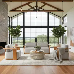 MARTEJIDO - Sala Yará Con Cojinería Gris en Lino 4 Piezas -