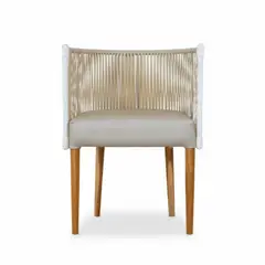 MARTEJIDO - Silla Herradura Beige en Teca y Rattán -
