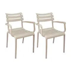 BOXBIT - Set de 2 Sillas Exterior Venecia Con Brazos - Beige