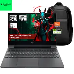 HP - PORTATIL GAMER VICTUS RYZEN 7-7445HS RTX 3050 24GB 512GB SSD FHD 15.6'' + BOLSO + GAME PASS