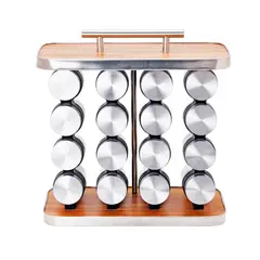 GENERICO - Especiero 16 Frascos Acero Inoxidable Organizador de Condimentos Condimentero X839